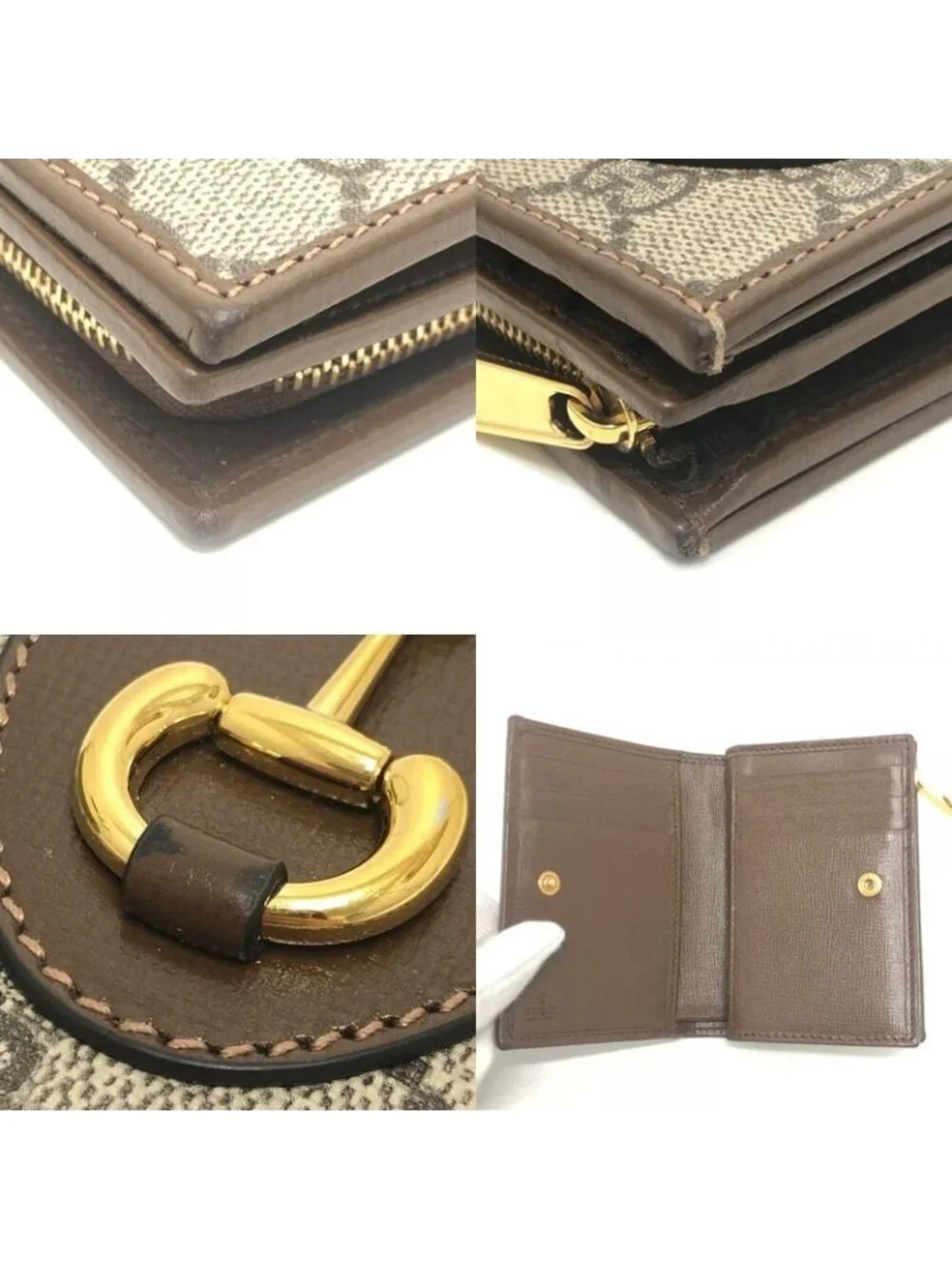 Gucci Bifold Wallet Horsebit GG Supreme Canvas Brown - Picture 7 of 9